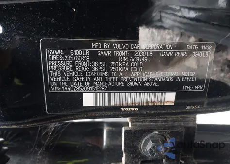 2009 Volvo Xc90 V8 из США, поврежденный, VIN YV4CZ852091515287